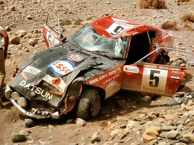 Chandrashekhar Mehta - Geraint Phillips
16º Rallye du Maroc 1973. Datsun 240Z. Abandonó por accidente.

Del 8 al 13 de Mayo, Rabat, Casablanca.
Superficie: asfalto - tierra.

El Rally tenia un total de 5303.00 km de los que 1210.00 km divididos en 11 tramos eran especiales.

Kilómetros de los tramos:

1ª ETAPA
SS1 El Khatouat de 95.00 km.
SS2 Col du Zegota de 30.00 km.
SS3 Kettama de 40.00 km.
SS4 Tleta - Kettama de 30.00 km.

TOTAL ETAPA 195.00 km.

2ª ETAPA
SS5 Missour de 175 km.
SS6 Rich de 205 km.

TOTAL ETAPA 380.00 km.

3ª ETAPA
SS7 Tizi N'Test de 87 km.
SS8 Foum Zguid de 200.00 km.
SS9 Tazenakht de 92 km.
SS10 Ntchka de 20 km.
SS11 Rissani de 236 km.

TOTAL ETAPA 635.00 km.
TOTAL 1210 KM.

Tomaron la salida 66 equipos, finalizaron 12.
@
Palabras clave: ;Marruecos;Datsun;Crash;1973