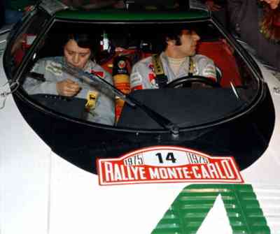 Sandro Munari - Mario Mannucci
43º Rallye Automobile de Monte-Carlo 1975. Lancia Stratos HF (TO L65176). Clasificado 1º.

Del 15 al 23 de Enero, Monte Carlo.
Superficie: asfalto - nieve.

El Rally tenia un total de 2,345.00 Km de los que 472.00 Km divididos en 22 tramos eran especiales.

Se inscribieron 114 equipos, tomaron la salida 96, finalizaron 43.@
Palabras clave: Sandro_Munari;Montecarlo;Lancia;Stratos;1975