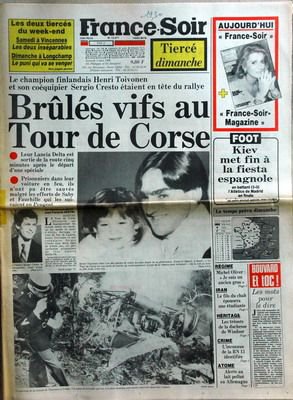 Henri Toivonen
Diario frances, informando del accidente mortal de Henri Toivonen y Sergio Cresto (D.E.P.).@
Palabras clave: Henri_Toivonen;Sergio_Cresto;Lancia;Delta;Grupo_B;Còrcega;1986