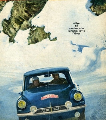 Pauli Toivonen - Jarvi
32º Rallye Automobile de Monte-Carlo 1963. Citröen DS 19 (7230 NC75). Clasificado 2º.

Del 20 al 24 de Enero, Monte-Carlo.
Superficie: asfalto - nieve.

Tomaron la salida 296 equipos, finalizaron 96.@
Palabras clave: Pauli_Toivonen;Jarvi;Citroen;DS;Montecarlo;nieve;1963