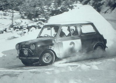 Timo Mäkinen - Paul Easter
35º Rallye Automobile de Monte-Carlo 1966. BMC Mini Cooper S 1275 (GRX 555D).
Todos los Minis del Equipo Oficial fueron descalificados por usar faros halógenos.

Del 14 al 20 de Enero, Monte-Carlo.
Superficie: asfalto - nieve.

119 equipos completaron el rally en su totalidad.
A partir de la posición 120, los equipos no se clasificaron para el tramo final, pero fueron clasificados oficialmente.

Tomaron la salida 322 equipos, finalizaron 184.
@
Palabras clave: Timo_Makinen;Paul_Easter;Mini;Cooper;S;Montecarlo;Nieve;1966