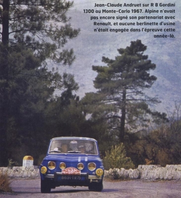 Jean-Claude Andruet - Jean Rabate
36º Rallye Automobile de Monte-Carlo 1967. Renault 8 Gordini (8691 TR 75). Clasificado 44º.

Del 14 al 20 de Enero, Monaco.
Superficie: asfalto - nieve.

Se inscribieron 221 equipos, tomaron la salida 195, finalizaron 92.@
Palabras clave: ;Jean_Rabate;Renault;Gordini;Montecarlo;1967