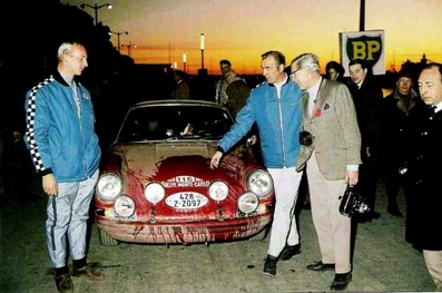 Pauli Toivonen - Martti Tikkanen
37º Rallye Automobile Monte-Carlo 1968. Porsche 911 T (428 Z-2097). Clasificado 2º.

Del 20 al 25 de Enero, Monte-Carlo.
Superficie: asfalto - nieve.

Tomaron la salida 200 equipos, finalizaron 79.@
Palabras clave: Pauli_Toivonen;Martti_Tikkanen;Porsche;T;Montecarlo;1968