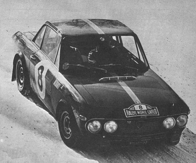 Ove Andersson - John Davenport
37º Rallye Automobile Monte-Carlo 1968. Lancia Fulvia 1.3 Coupé HF (TO 970377). Clasificado 6º.

Del 20 al 25 de Enero, Monte-Carlo.
Superficie: asfalto - nieve.

Tomaron la salida 200 equipos, finalizaron 79.@
Palabras clave: Ove_Andersson;John_Davenport;Lancia;Fulvia;Coupé;Montecarlo;1968