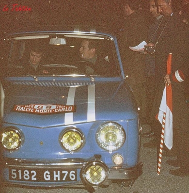 Jean-Luc Therier - Marcel Callewaert
38º Rallye Automobile de Monte-Carlo 1969. Renault 8 Gordini (5182 GH 76). Clasificado 5º.

Del 17 al 24 de Enero, Monte-Carlo.
Superficie: asfalto - nieve.

El Rally tenia un total de 225.00 km cronometrados.

Se inscribieron 211 equipos, tomaron la salida 183, finalizaron 44.@
Palabras clave: ;Renault;Gordini;Montecarlo;1969;Personajes;parque_cerrado