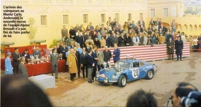 Ove Andersson - David Stone
40º Rallye Automobile de Monte-Carlo 1971. Renault-Alpine A110 1600 (8380 GU 76). Clasificado 1º.

Del 22 al 29 de Enero, Monte-Carlo.
Superficie: asfalto - nieve con 455,90 km cronometrados.

Para el tramo final, Col des Banquettes - Col de la Madonne de Gorbio de 28.00 km calificaron 60 equipos, a partir de la posición 23 los equipos fueron clasificados oficialmente hasta el 30.

Se inscribieron 282 equipos, tomaron la salida 224, finalizaron 30.@
Palabras clave: Ove_Andersson;Renault;Alpine;A110;Montecarlo;1971;Personajes