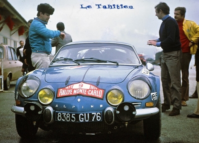Jean-Luc Thérier - Marcel Callewaert
40º Rallye Automobile de Monte-Carlo 1971. Renault-Alpine A110 1600 (8385 GU 76). Clasificado 2º.

Del 22 al 29 de Enero, Monte-Carlo.
Superficie: asfalto - nieve con 455,90 km cronometrados.

Para el tramo final, Col des Banquettes - Col de la Madonne de Gorbio de 28.00 km calificaron 60 equipos, a partir de la posición 23 los equipos fueron clasificados oficialmente hasta el 30.

Se inscribieron 282 equipos, tomaron la salida 224, finalizaron 30.
@
Palabras clave: ;Renault;Alpine;A110;Montecarlo;1971
