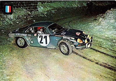 Jean-Pierre Nicolas - Michel Vial
42º Rallye Automobile de Monte-Carlo 1973. Alpine-Renault A110 1800 (8694 HG 76). Clasificado 3º.

Del 19 al 26 de Enero, Monte-Carlo.
Superficie: asfalto - nieve - hielo.

El Rally tenia un total de 4800.00 km de los que 456.50 km divididos en 18 tramos eran especiales (2 ellas fueron canceladas SS10 Col de la Porte de 18.25 Km y SS11 La Cabanette de 18.25Km).

Tomaron la salida 278 equipos, finalizaron 51.@
Palabras clave: ;Renault;Alpine;A110;Montecarlo;1973;nieve