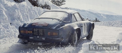 Bernard Darniche - Alain Mahé
42º Rallye Automobile de Monte-Carlo 1973. Alpine-Renault A110 (8692 HG 76). Clasificado 10º.

Del 19 al 26 de Enero, Monte-Carlo.
Superficie: asfalto - nieve.

El Rally tenia un total de 4800 km de los que 456.50 km divididos en 18 tramos eran especiales, (2 ellas fueron canceladas SS10 Col de la Porte de 18.25 Km y SS11 La Cabanette de 18.25Km).

Tomaron la salida 278 equipos, finalizaron 51.@
Palabras clave: ;Montecarlo;Renault;Alpine;A110;nieve;1973