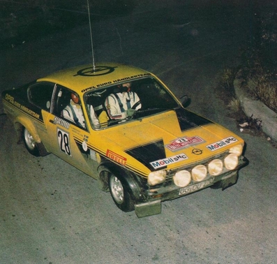 Anders Kulläng - Claes-Göran Andersson
44º Rallye Automobile de Monte-Carlo 1976. Opel Kadett GT/E (GG-DU 270). Abandonó por la bomba de aceite en SS14 Lantosque - La Cabanette de 20 Km.

Del 17 al 24 de Enero, Monte-Carlo.
Superficie: asfalto - nieve.

El Rally tenia un total de 4500 km de los que 530.50 km divididos en 23 tramos eran especiales.

Se inscribieron 163 equipos, tomaron la salida 148, finalizaron 84.@
Palabras clave: ;Opel;Kadett;GT/E;Montecarlo;1976