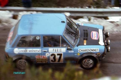 Michèle Mouton - Françoise Conconi
45º Rallye Automobile de Monte-Carlo 1977. Autobianchi A112 Abarth (8106 DY 93). Clasificada 24º.

Del 22 al 28 de Enero, Monte-Carlo .
Superficie: asfalto - nieve.

El Rally tenia un total de 4800 km de los que 540.50 km divididos en 27 tramos eran especiales (una de ellas fue cancelada SS2 Col de Fontbelle de 35.00 Km).

Se inscribieron 217 equipos, tomaron la salida 198, finalizaron 118 en lista, llegaron 47 en meta.@
Palabras clave: Michele_Mouton;Autobianchi;A112;Abarth;Montecarlo;1977