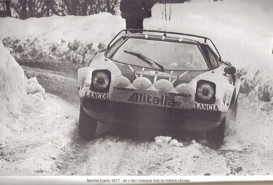 Bernard Darniche - Alain Mahé
45º Rallye Automobile de Monte-Carlo 1977. Lancia Stratos HF (TO L64137). Abandonó por accidente de tráfico fuera de tramo antes de SS7 N-D du Laus - Gap de 12 Km.

Del 22 al 28 de Enero, Monte-Carlo .
Superficie: asfalto - nieve.

El Rally tenia un total de 4800 km de los que 540.50 km divididos en 27 tramos eran especiales (una de ellas fue cancelada SS2 Col de Fontbelle de 35.00 Km).

Se inscribieron 217 equipos, tomaron la salida 198, finalizaron 118 en lista, llegaron 47 en meta.@
Palabras clave: ;Lancia;Stratos;Montecarlo;nieve;1977
