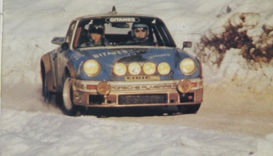 Jean-Pierre Nicolas - Vincent Laverne
46º Rallye Automobile de Monte-Carlo 1978. Porsche 911 Carrera (8737 RG 34). Clasificado 1º.

Del 21 al 27 de Enero, Monte-Carlo.
Superficie: asfalto - nieve.

El Rally tenia un total de 4600 km de los que 570 km divididos en 29 tramos eran especiales (5 de ellas fueron canceladas SS8 Col du Fanget de 10 Km, SS10 Serre Chevalier de 10 Km, SS11 Col du Lautaret de 15 Km, SS14 Saint Pierreville de 16 Km y SS15 Burzet de 44 Km).

Se inscribieron 231 equipos, tomaron la salida 216, finalizaron 129.@
Palabras clave: ;Porsche;Montecarlo;1978;nieve