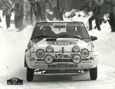 Attilio Bettega - Mario Mannucci
48º Rallye Automobile de Monte-Carlo 1980. Fiat Ritmo 75 Abarth (TO U22645). Clasificado 6º.

Del 19 al 25 de Enero, Monte-Carlo.
Superficie: asfalto - nieve.

El Rally tenia un total de 3063.30 km de los que 695.30 km divididos en 33 tramos eran especiales (4 de ellas fueron canceladas SS17 Pont du Fosse - Romette de 21 Km, SS20 Col du Corobin de 15 Km, SS32 Pont des Miolans - St Auban 2 de 24 Km y SS33 Roquesteron - Boyon 3 de 18 Km).

Se inscribieron 255 equipos, tomaron la salida 237, finalizaron 88.@
Palabras clave: Attilio_Bettega;Mario_Mannucci;Fiat;Ritmo;Abarth;Montecarlo;nieve;1980