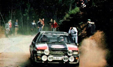 Michèle Mouton - Fabrizia Pons
15º Rallye de Portugal - Vinho do Porto 1981. Audi Quattro (IN-NV 90). Clasificada 4ª.

Del 4 al 7 de Marzo, Estoril, Cascais, Lisboa, Portugal.
Superficie: asfalto - tierra.

El Rally tenia un total de 2571.00 km de los que 678.00 km divididos en 46 tramos eran especiales.

Se inscribieron 110 equipos, tomaron la salida 95, finalizaron 24.@
Palabras clave: Michele_Mouton;Audi;Quattro;Portugal;1981;Mujeres;Womens