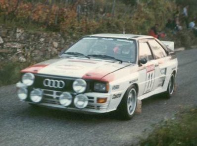 Bernard Darniche - Alain Mahé
25º Rallye Sanremo 1983. Audi Quattro A2. Clasificado 9º.

Del 2 al 7 de Octubre, Sanremo, Liguria, Imperia, Italia.
Superficie: Asfalto - Grava.

El Rally tenia un total de 2695.00 km de los que 775.89 km divididos en 58 tramos, eran especiales.

Tomaron la salida 97, finalizaron 36.@
Palabras clave: ;Audi;Quattro;Sanremo;1983