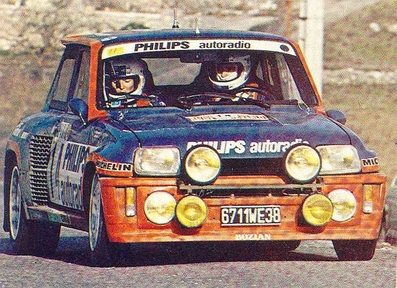 Bruno Saby - Françoise Sappey
51º Rallye Automobile de Monte-Carlo 1983. Renault 5 Turbo Tour de Corse (6711 WE 38). Clasificado 13º.

Del 22 al 28 de Enero, Monte-Carlo.
Superficie: asfalto - nieve.

RMC clasificó a todos los equipos que terminaron el 