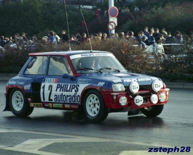 Bruno Saby - Jean-Marc Andrié
52º Rallye Automobile de Monte-Carlo 1984. Renault 5 Turbo (6711 WE 38). Abandonó por accidente quedando clasificado el 83º.

Del 21 al 27 de Enero, Monte-Carlo.
Superficie: asfalto - nieve.

El Rally tenia un total de 3328.90 km de los que 753.20 km divididos en 30 tramos eran especiales, (4 de ellas fueron cancxeladas SS3 St Jean en Royans de 39 Km, SS11 Les Savoyons - Sigoyer de 32 Km, SS12 Pont sur Barrage du Sautet de 18,40 Km, SS13 Chateau d'Ancelle - La Batie Neuve de 11,20 Km).

Se inscribieron 222 equipos, tomaron la salida 209, finalizaron 120.@
Palabras clave: ;Renault;Turbo;Montecarlo;1984;Grupo_B