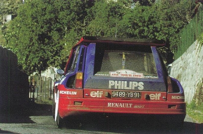 Jean Ragnotti - Pierre Thimonier
29º Tour de Corse - Rallye de France 1985. Renault 5 Maxiturbo (9489 YB 91). Clasificado 1º.

Del 2 al 4 de Mayo, Ajaccio, Córcega, Francia.
Superficie: asfalto.

El Rally tenia un total de 1603.00 km de los que 1122.25 km divididos en 30 tramos eran especiales (1 de ellos fue cancelado, SS5 Sartene - Zonza de 44.23 km, por el fatal accidente de Attilio Bettega en el tramo anterior, SS4 Zerubia - Santa Giulia de 30.60 km).

Tomaron la salida 139 equipos, finalizaron 45.@
Palabras clave: ;Pierre_Thimonier;Renault;turbo;Maxi;Còrcega;1985