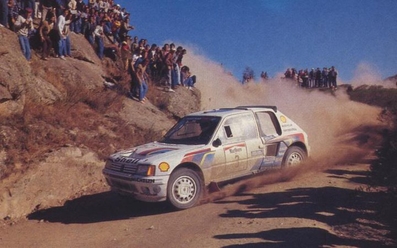 Timo Salonen - Seppo Harjanne
5º Marlboro Rally Argentina 1985. Peugeot 205 Turbo 16 (704 EXC 75). Clasificado 1º

Del 30 de Julio al 3 de Agosto, Buenos Aires - Cordoba, Argentina.
Superficie: tierra.

El Rally tenia un total de 2616.00 km de los que 956.71 km divididos en 23 tramos eran especiales.

Tomaron la salida 138 equipos, finalizaron 39.@
Palabras clave: Timo_Salonen;Seppo_Harjanne;Peugeot;Turbo;T16;Argentina;Grupo_B;1985