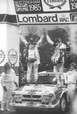 Henri Toivonen - Neil Wilson
34º Lombard RAC Rally 1985. Lancia Delta S4 (A6 37353). Clasificado 1º.

Debut con victoria en el Mundial de Rallyes del Lancia Delta S4.

Del 24 al 28 de Noviembre, Nottingham, Inglaterra.
Superficie: tierra.

El Rally tenia un total de 3507 km de los que 896.98 km divididos en 65 tramos eran especiales, (2 de ellas fueron canceladas, SS43 Kielder Forest - Ogre Hill de 12,02 Km y SS64 Nuss de 8,79 Km).

Tomaron la salida 155 equipos, finalizaron 62.@

Palabras clave: Henri_Toivonen;Lancia;Delta;S4;Grupo_B;Gran_Bretaña;parque_cerrado;1985
