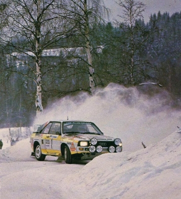 Stig Blomqvist - Bjorn Cederberg
35º Internacional Suecia Rally 1985. Audi Sport Quattro S1 (IN-NM 57). Clasificado 2º.

Del 15 al 17 de Febrero, Karlstad, Suecia.
Superficie: nieve - hielo.

El Rally tenía un total de 1642.00 km de los que 513.68 km divididos en 29 tramos eran especiales.

Tomaron la salida 115, finalizaron 56.@
Palabras clave: Stig_Blomqvist;Audi;Quattro;Sport;Grupo_B;Nieve;1985