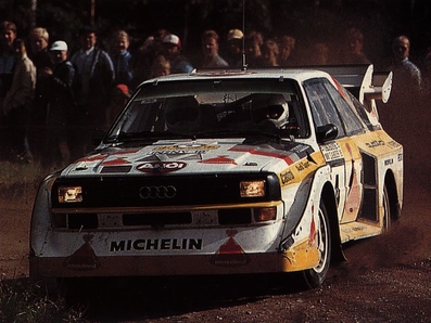 Stig Blomqvist - Bjorn Cederberg
35º 1000 Lakes Rally 1985. Audi Sport Quattro S1 E2. Clasificado 2º.

Del 23 al 25 de Agosto, Jyväskylä, Finlandia.
Superficie: tierra.

El Rally tenía un total de 1418.00 km de los que 479.00 km divididos en 50 tramos eran especiales (1 de ellos fue cancelado SS10 Vaheri).

Se inscribieron 188 equipos, tomaron la salida 175, finalizaron 83.@
Palabras clave: Stig_Blomqvist;Audi;Quattro;Finlandia;Grupo_B;1985