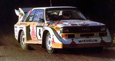 Stig Blomqvist - Bjorn Cederberg
35º 1000 Lakes Rally 1985. Audi Sport Quattro S1 E2. Clasificado 2º.

Del 23 al 25 de Agosto, Jyväskylä, Finlandia.
Superficie: tierra.

El Rally tenía un total de 1418.00 km de los que 479.00 km divididos en 50 tramos eran especiales (1 de ellos fue cancelado SS10 Vaheri).

Se inscribieron 188 equipos, tomaron la salida 175, finalizaron 83.@
Palabras clave: Stig_Blomqvist;Audi;Quattro;Finlandia;grupo_B;S1;Sport;1985