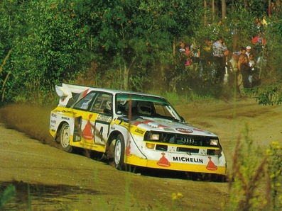 Stig Blomqvist - Bjorn Cederberg
35º 1000 Lakes Rally 1985. Audi Sport Quattro S1 E2. Clasificado 2º.

Del 23 al 25 de Agosto, Jyväskylä, Finlandia.
Superficie: tierra.

El Rally tenía un total de 1418.00 km de los que 479.00 km divididos en 50 tramos eran especiales (1 de ellos fue cancelado SS10 Vaheri).

Se inscribieron 188 equipos, tomaron la salida 175, finalizaron 83.@
Palabras clave: Stig_Blomqvist;Audi;Quattro;Finlandia;grupo_B;S1;Sport;1985