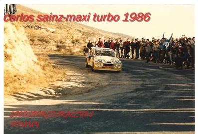 Carlos Sainz Cenamor - Antonio Boto
3º Rally Shalymar / Valeo 1986
(Cto. de España Rallyes de Asfalto)

1º Carlos Sainz - Antonio Boto
Renault 5 MaxiTurbo (VA-4650-M)
2:35.03

2º Salvador Servià - Jordi Sabater
Lancia Rally 037 (2M 6667 P)
2:36.14

3º Beny Fernández - José López Orozco
Opel Manta 400
2:38.52.

Del 15 al 16 de Noviembre, Madrid, España.
Superficie: asfal

El Rally constaba de 21 tramos cronometrados, desconocemos cuantos kilómetros totales.

Se inscribieron un mínimo de 63 equipos, finalizaron un mínimo de 48.
@
Palabras clave: ;Grupo_B;Renault;Maxiturbo;Valeo;1986