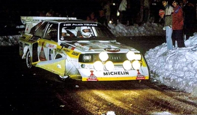 Hannu Mikkola - Arne Hertz
54º Rallye Automobile de Monte-Carlo 1986. Audi Sport Quattro S1 E2 (IN-NW 4). Clasificado 3º.

Del 18 al 24 de Enero, Monte-Carlo.
Superficie: asfalto - nieve.

El Rally tenía un total de 3984.00 km de los que 881.20 km divididos en 36 tramos eran especiales.

Tomaron la salida 156 equipos, finalizaron 65.@
Palabras clave: ;Audi;Sport;Quattro;Grupo_B;Montecarlo;1986