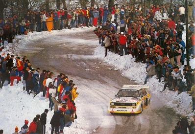 Walter Röhrl - Christian Geistdörfer
54º Rallye Automobile de Monte-Carlo 1986. Audi Sport Quattro S1 E2 (IN-NL 23). Clasificado 4º.

Del 18 al 24 de Enero, Monte-Carlo.
Superficie: asfalto - nieve.

El Rally tenía un total de 3984.00 km de los que 881.20 km divididos en 36 tramos eran especiales.

Tomaron la salida 156 equipos, finalizaron 65.@
Palabras clave: Audi;Grupo_B;Quattro;Walter_Röhrl;Montecarlo;Nieve;1986