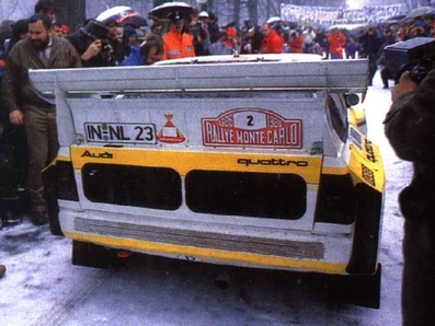 Walter Röhrl - Christian Geistdörfer
54º Rallye Automobile de Monte-Carlo 1986. Audi Sport Quattro S1 E2 (IN-NL 23). Clasificado 4º.

Del 18 al 24 de Enero, Monte-Carlo.
Superficie: asfalto - nieve.

El Rally tenía un total de 3984.00 km de los que 881.20 km divididos en 36 tramos eran especiales.

Tomaron la salida 156 equipos, finalizaron 65.@
Palabras clave: Audi;Quattro;Walter_Röhrl;Detalles;Grupo_B;Sport;Montecarlo;1986;Parque_Cerrado