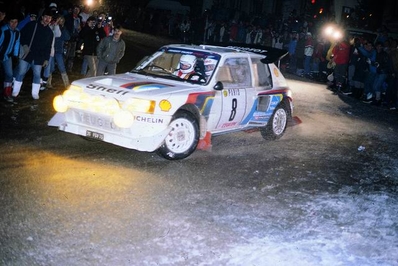 Bruno Saby - Jean-François Fauchille
54º Rallye Automobile de Monte-Carlo 1986. Peugeot 205 Turbo 16 E2 (26 FGV 75). Clasificado 6º.

Del 18 al 24 de Enero, Monte-Carlo.
Superficie: asfalto - nieve.

El Rally tenía un total de 3984.00 km de los que 881.20 km divididos en 36 tramos eran especiales.

Tomaron la salida 156 equipos, finalizaron 65.@
Palabras clave: ;Peugeot;T16;E2;Montecarlo;1986