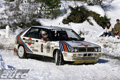 Massimo (Miki) Biasion - Tiziano Siviero
55º Rallye Automobile de Monte-Carlo 1987. Lancia Delta HF 4WD (TO 66488F). Clasificado 1º.

Del 17 al 22 de Enero, Monte-Carlo.
Superficie: asfalto - nieve.

El Rally tenia un total de 3162.00 km de los que 593.45 km divididos en 26 tramos eran especiales, (1 de ellos fue cancelado SS3 Les Egats - St. Luce de 13.50 Km).

Se inscribieron 163 equipos, tomaron la salida 160, finalizaron 93.@
Palabras clave: Miki_Biasion;Tiziano_Siviero;Lancia;Delta;4WD;Montecarlo;1987;nieve