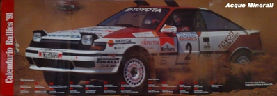 Carlos Sainz Cenamor - Luís Rodríguez Moya
37º Acrópolis Rally 1990. Toyota Celica GT-4 -ST165- (K-AM 3342). Clasificado 1º.

La foto es de un calendario que entregaba la revista de motor española Autohebdo Sport en el año 1991.

Del 3 al 6 de Junio, Atenas, Grecia.
Superficie: tierra.

El Rally tenia un total de 2034.53 km de los que 593.17 km divididos en 48 tramos eran especiales, (2 de ellas fueron canceladas SS6 Aghios Merkourios de 13.77 Km y SS15 Aghia Sotira 1 de 15.33 Km).

Tomaron la salida 97 equipos, finalizaron 34.
@
Palabras clave: ;Luis_Moya;Toyota;Celica;GT;Grecia;1990
