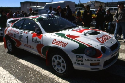 Didier Auriol - Bernard Occelli
29º TAP Rallye de Portugal 1995. Toyota Celica GT-Four -ST205- (K-AM 6215). Clasificado 5º.

Del 8 al 10 de Marzo, Figueira da Foz, Coimbra, Portugal.
Superficie: tierra.

El Rally tenia un total de 1,689.99 Km de los que 482.87 Km divididos en 33 tramos eran especiales (2 de ellos fueron cancelados SS24 y SS27 Secarias 1 y 2 de 7.91 Km, total 15.82 km cancelados).

Se inscribieron 120 equipos,tomaron la salida 114, finalizaron 39.@
Palabras clave: Didier_Auriol;Portugal;Toyota;Celica;GT;ST205;1995