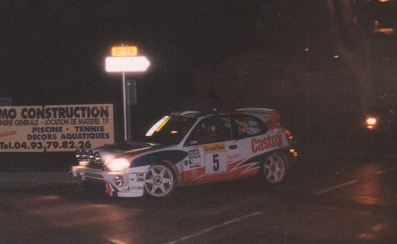 Carlos Sainz Cenamor - Luís Rodríguez Moya
66º Rallye Automobile de Monte-Carlo 1998. Toyota Corolla WRC (K-AM 307). Clasificado 1º.

Del 19 al 21 de Enero, Monte-Carlo.
Superficie: asfalto - nieve.

El Rally tenia un total de 1454.53 km de los que 359.19 km divididos en 18 tramos eran especiales.

Tomaron la salida 106 equipos, finalizaron 60.@
Palabras clave: ;Luis_Moya;Toyota;Corolla;WRC;Montecarlo;1998