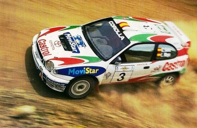 Carlos Sainz Cenamor - Luís Moya
46º Acrópolis Rally de Grecia 1999 Toyota Corolla WRC (K-AM 672). Clasificado 2º.

Del 6 al 9 de Junio, Atenas, Agioi Theodoroi.
Superficie: tierra.

El Rally tenia un total de 1400.91 de los que 376.06 km divididos en 21 tramos eran especiales.

Tomaron la salida 106 equipos, finalizaron 47.@
Palabras clave: ;Luis_Moya;Toyota;Corolla;WRC;Grecia;Acropolis;1999