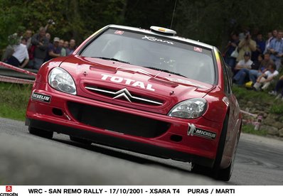 Jesus "Chus" Puras - Marc Martà­
43º Rallye San Remo 2001. Citröen Xsara WRC. Retirado al perder una rueda.
Palabras clave: Jesus_Chus_Puras;Marc_Marti;Citroen;Xsara;WRC;Sanremo;2001