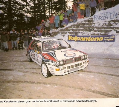 Juha Kankkunen - Juha Piironen
 60º Rally de Monte-Carlo 1992. Lancia Delta HF Integrale. Clasificado 3º.
Palabras clave: Juha_Kankkunen;Juha_Piironen;Lancia;Delta;HF;Integrale;Montecarlo;nieve;1992