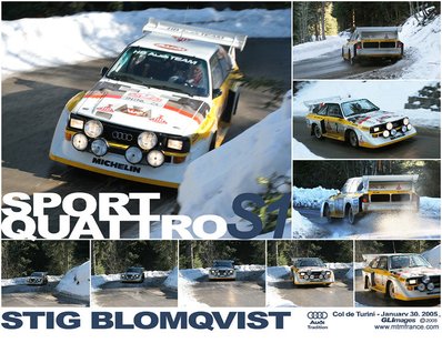 AUDI QUATTRO SPORT S1
Stig Blomqvist
Reportaje sobre el Audi Quattro Sport S1 en Coll de Turini en el año 2005.
Palabras clave: Stig_Blomqvist;Audi;Quattro;Montecarlo;2005