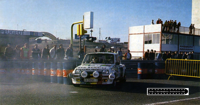 Carlos Sainz Cenamor - Juanjo Lacalle
Rally Shalymar 1983 (Madrid).
GANADOR Copa Nacional Renault (R5-TURBO) en circuitos.
CAMPEà“N de la Zona Centro de Pilotos de Rallyes (Renault R5- Turbo 200 C.V. Gr.4).
GANADOR de la 1º Challenge Centro de Rallyes. Piloto Oficial de la Red Renault de Madrid y Provincia, tanto en circuitos como en Rallyes.
Palabras clave: ;Juanjo_Lacalle;Renault;Turbo;Shalymar;Madrid;1983;Grupo_B