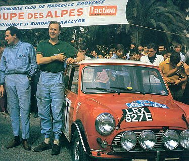 Paddy Hopkirk - Ron Crellin 
28º Coupe des Alpes 1967. Morris Mini Cooper S 1275 (LRX 827E). Clasificado 1º.

Del 4 al 9 de Septiembre, Marseille - Alpe d'Huez - Menton.
Superficie: asfalto.

Tomaron la salida 80 equipos, finalizaron 15.@
Palabras clave: Mini;Alpes;1967