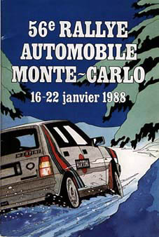 56º Rallye Automobile de Monte-Carlo 1988
Round 1 of the FIA World Rally Championship 1988

Del 16 al 21 de Enero, Monte-Carlo.
Superficie: asfalto - nieve.

El Rallye tenia un total de 3052.90 km de los que 624.16 km divididos en 26 tramos, eran especiales.

Se inscribieron 181, tomaron la salida 169, finalizaron 109.
Palabras clave: detalles;Montecarlo;1988