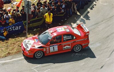 Tommi Mäkinen - Risto Mannisenmaki
36º Rallye Catalunya - Costa Brava - Rallye de España 2000. Mitsubishi Lancer Evo VI (V2 MMR). Clasificado 4º.

Del 30 de Marzo al 2 de Abril, Lloret de Mar, Girona, Catalunya, España.
Superficie: asfalto.

El Rally tenia un total de 1874.7 km de los que 383.09 km divididos en 15 tramos eran especiales.

Se inscribieron 95 equipos, tomaron la salida 91, finalizaron 55.

© Petr Fitz
@@
Palabras clave: ;Catalunya;Costa_Brava;España;Spain;Mitsubishi_Lancer;Evo;2000