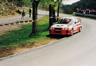 Tommi Makinen - Risto Mannisenmaki
34º Rallye Catalunya - Costa Brava (Rallye de España) 1998. Mitsubishi Lancer Evo V (R2 MRE). Clasificado 3º.

Del 20 al 22 de Abril, Lloret de Mar, Girona, Catalunya, España.
Superficie: asfalto.

El Rally tenia un total de 1471.74 Km de los que 400.71 Km divididos en 19 tramos eran especiales.

Se inscribieron 125 equipos, tomaron la salida 115, finalizaron 46.@
Palabras clave: ;Mitsubishi;Lancre;Catalunya;España;Costa_Brava;1998;Spain