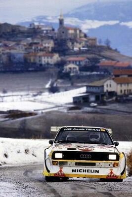 Hannu Mikkola - Arne Hertz
54º Rallye Automobile de Monte-Carlo 1986. Audi Sport Quattro S1 E2 (IN-NW 4). Clasificado 3º.

Del 18 al 24 de Enero, Monte-Carlo.
Superficie: asfalto - nieve.

El Rally tenía un total de 3984.00 km de los que 881.20 km divididos en 36 tramos eran especiales.

Tomaron la salida 156 equipos, finalizaron 65.@
Palabras clave: ;Audi;Sport;Quattro;Montecarlo;1986;Grupo_B
