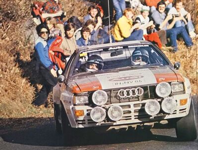Stig Blomqvist - Bjorn Cederberg
51º Rallye Automobile de Monte-Carlo 1983. Audi Quattro A1 (IN-NV 84). Clasificado 3º.

Del 22 al 28 de Enero, Monte-Carlo.
Superficie: asfalto - nieve.

RMC clasificó a todos los equipos que terminaron el "Parcours Commun" (después de SS21).
De los 150 equipos, solo los 100 mejores pudieron competir en el último tramo "Parcours Final".
Los equipos que no completaron todas las etapas recibieron tiempos de penalización, incluso para aquellos que no terminaron el último tramo.
86 equipos completaron todo el rally, dos fueron descalificados.

El Rally tenia un total de 4197 km de los que 709 km divididos en 31 tramos eran especiales, (2 de ellas fue canceladas SS6 Pont des Miolans de 22 Km y SS15 St Jeans en Royans de 38 Km).

Se inscribieron 263 equipos, tomaron la salida 250, finalizaron 149.
@
Palabras clave: Stig_Blomqvist;Audi;Quattro;Grupo_B;Montecarlo;1983