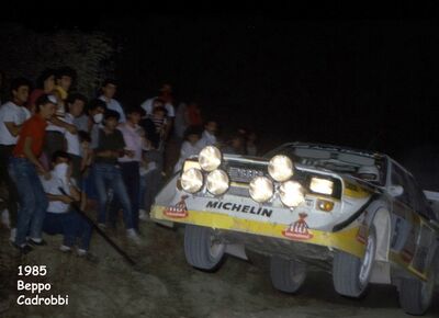 Walter Röhrl - Christian Geistdörfer
27º Rally Sanremo 1985. Audi Sport Quattro S1 E2 (IN-NM 7). Clasificado 1º.

Del 29 de Septiembre al 4 de Octubre, Sanremo, Liguria, Imperia, Italia.
Superficie: asfalto - tierra.

El Rally tenia un total de 2340.56 km, de los que 696.90 km divididos en 45 tramos eran especiales (2 de ellos fueron cancelados SS20 Murio 1 de 9.12 km, SS36 Ronde 1 de 37.22 km).

Tomaron la salida 98 equipos, finalizaron 33.

© Beppo Cadrobbi
@
Palabras clave: Walter_Röhrl;Audi;Quattro;Sport;Grupo_B;Sanremo;1985